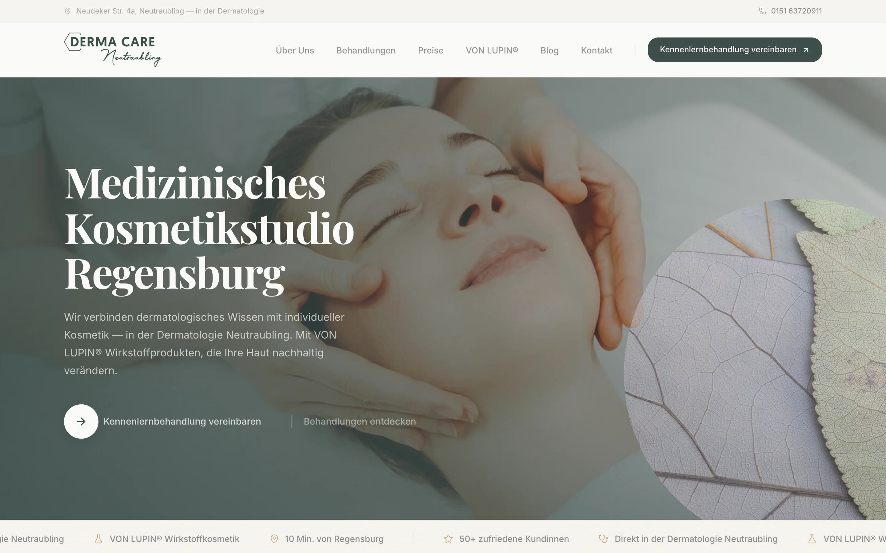 Website von DermaCare Neutraubling